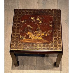 Set of Three Lacquered Nesting Tables with Chinoiserie Decoration, France circa 1940