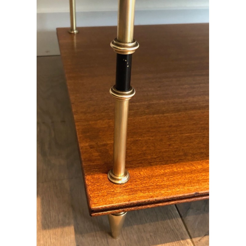 Paire de Consoles à Trois Niveaux en Acajou et Laiton, Maison Jansen, France vers 1940