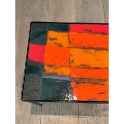 Petite Table en Métal Laqué et Céramique