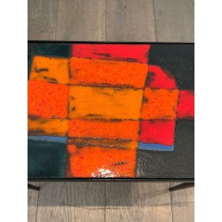 Petite Table en Métal Laqué et Céramique