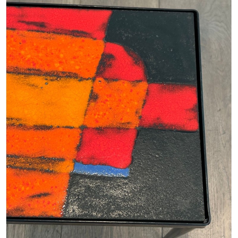 Petite Table en Métal Laqué et Céramique