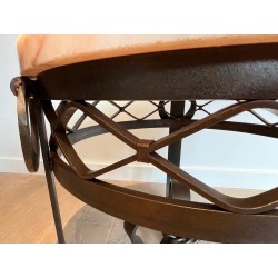 Guéridon Art Déco en Fer Forgé et Martelé à Plateau de Marbre Blanc