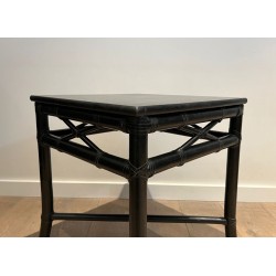 Paire de Bouts de Canapé Façon Faux-Bambou Laqués Noirs