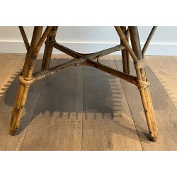 Square Rattan Coffee Table with Cane Top and Splayed Legs, France circa 1950
