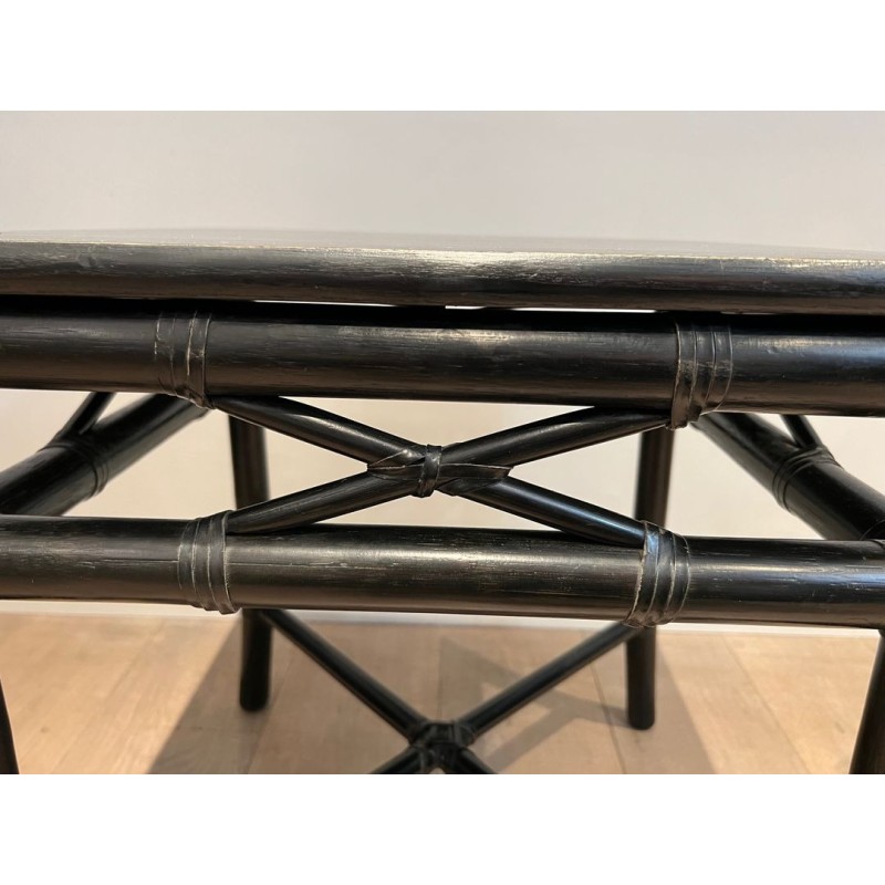 Paire de Bouts de Canapé Façon Faux-Bambou Laqués Noirs