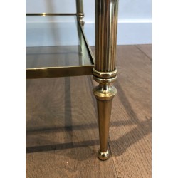 Two-Tier Neoclassical Brass Coffee Table with Pineapple Finials, Maison Jansen, France c.1940