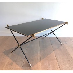 Table Basse Néoclassique aux Têtes de Chevaux en Laiton, Maison Jansen, France vers 1940