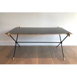 Table Basse Néoclassique aux Têtes de Chevaux en Laiton, Maison Jansen, France vers 1940