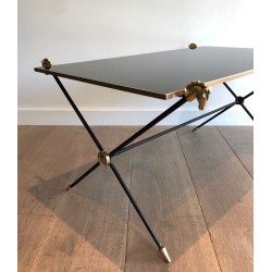 Table Basse Néoclassique aux Têtes de Chevaux en Laiton, Maison Jansen, France vers 1940