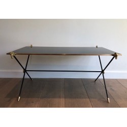 Table Basse Néoclassique aux Têtes de Chevaux en Laiton, Maison Jansen, France vers 1940