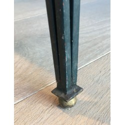 Table Basse en Acier Patiné et Doré à Plateau Miroir Ancien, dans le Goût de Jacques Quinet, vers 1940