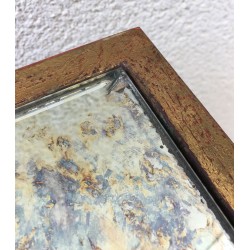 Table Basse en Acier Patiné et Doré à Plateau Miroir Ancien, dans le Goût de Jacques Quinet, vers 1940