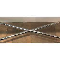 Chrome Faux-Bamboo Console Table with Smoked Glass Top & Matching Mirror, in the Style of Baguès, c.1970