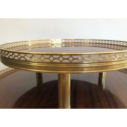 Neoclassical Two-Tier Mahogany Guéridon with Pierced Brass Gallery, France circa 1940