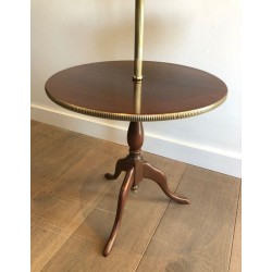Neoclassical Three-Tier Mahogany & Brass Circular Dumbwaiter Stand, France circa 1940