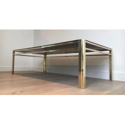 Table Basse en Bronze et Laiton Signée Jacques Théophile Lepelletier, Numérotée, circa 1970
