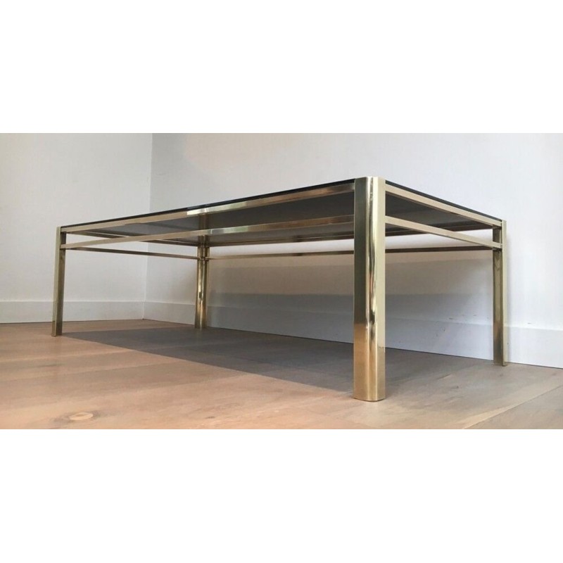 Table Basse en Bronze et Laiton Signée Jacques Théophile Lepelletier, Numérotée, circa 1970