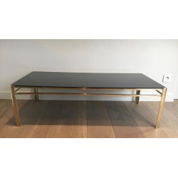 Table Basse en Bronze et Laiton Signée Jacques Théophile Lepelletier, Numérotée, circa 1970