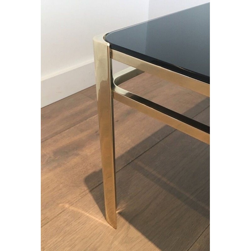 Table Basse en Bronze et Laiton Signée Jacques Théophile Lepelletier, Numérotée, circa 1970