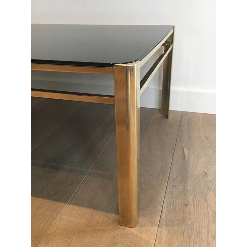 Table Basse en Bronze et Laiton Signée Jacques Théophile Lepelletier, Numérotée, circa 1970