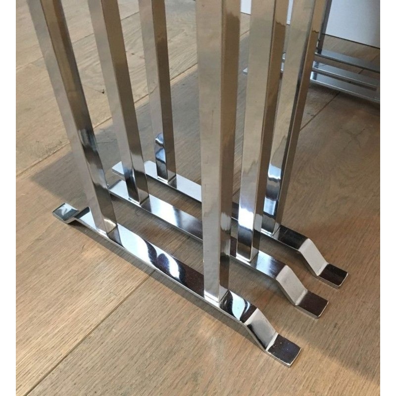 Suite de Trois Tables Gigognes en Palissandre et Chrome, France circa 1970