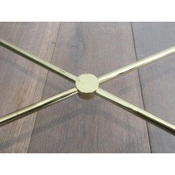 Table Basse Rectangulaire en Laiton et Cuir Noir dans le Goût de Jacques Adnet, circa 1970