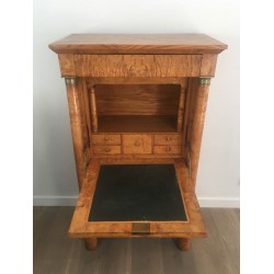 French Empire Burr Walnut Fall-Front Secrétaire with Detached Columns, circa 1850