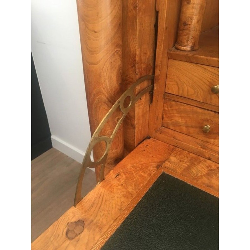 French Empire Burr Walnut Fall-Front Secrétaire with Detached Columns, circa 1850