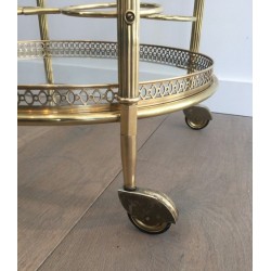 Table Roulante Ovale Néoclassique en Laiton Doré, Attribuée à Maison Jansen, vers 1940