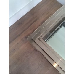Table Basse à Deux Niveaux en Chrome et Verre à Cadre Canélé