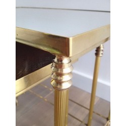 Set of Three Neoclassical Brass Nesting Tables with Mirror Tops