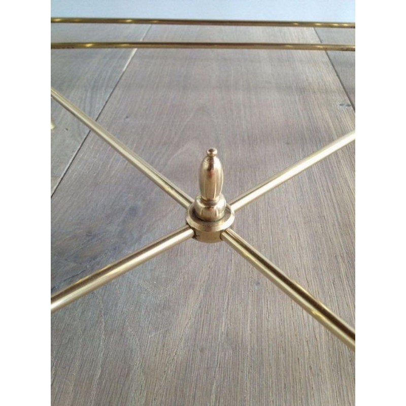 Suite de Trois Tables Gigognes en Laiton Néoclassiques à Plateaux de Miroir