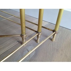 Set of Three Neoclassical Brass Nesting Tables with Mirror Tops