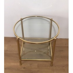 Paire de Bouts de Canapé Ronds en Laiton et Verre