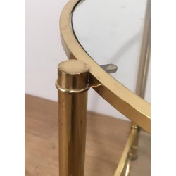 Paire de Bouts de Canapé Ronds en Laiton et Verre