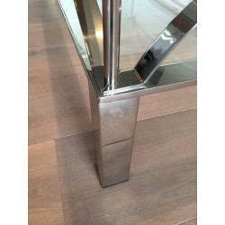 Table Basse en Chrome et Verre à Entretoises Arquées