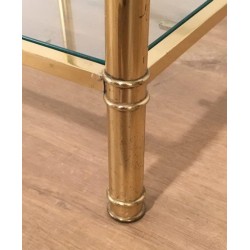 Paire de Bouts de Canapé Ronds en Laiton et Verre
