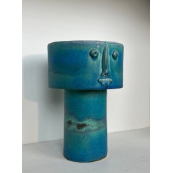 Turquoise-Glazed Zoomorphic Ceramic Pitcher Signed by Didier Toulemonde