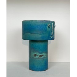 Turquoise-Glazed Zoomorphic Ceramic Pitcher Signed by Didier Toulemonde
