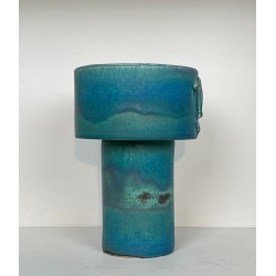 Pichet Zoomorphe en Céramique Émaillée Turquoise Signé Didier Toulemonde