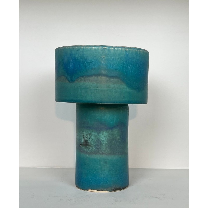 Turquoise-Glazed Zoomorphic Ceramic Pitcher Signed by Didier Toulemonde