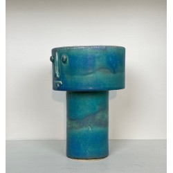 Pichet Zoomorphe en Céramique Émaillée Turquoise Signé Didier Toulemonde