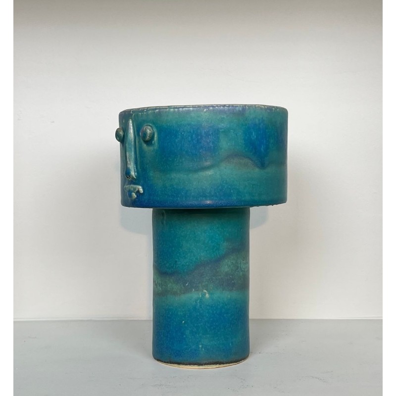 Turquoise-Glazed Zoomorphic Ceramic Pitcher Signed by Didier Toulemonde