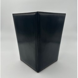 Black Leather Desk Basket with Saddle Stitching in the Style of Jacques Adnet