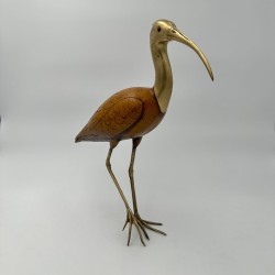 Pair of Sculpted Wood and Chiselled Brass Herons