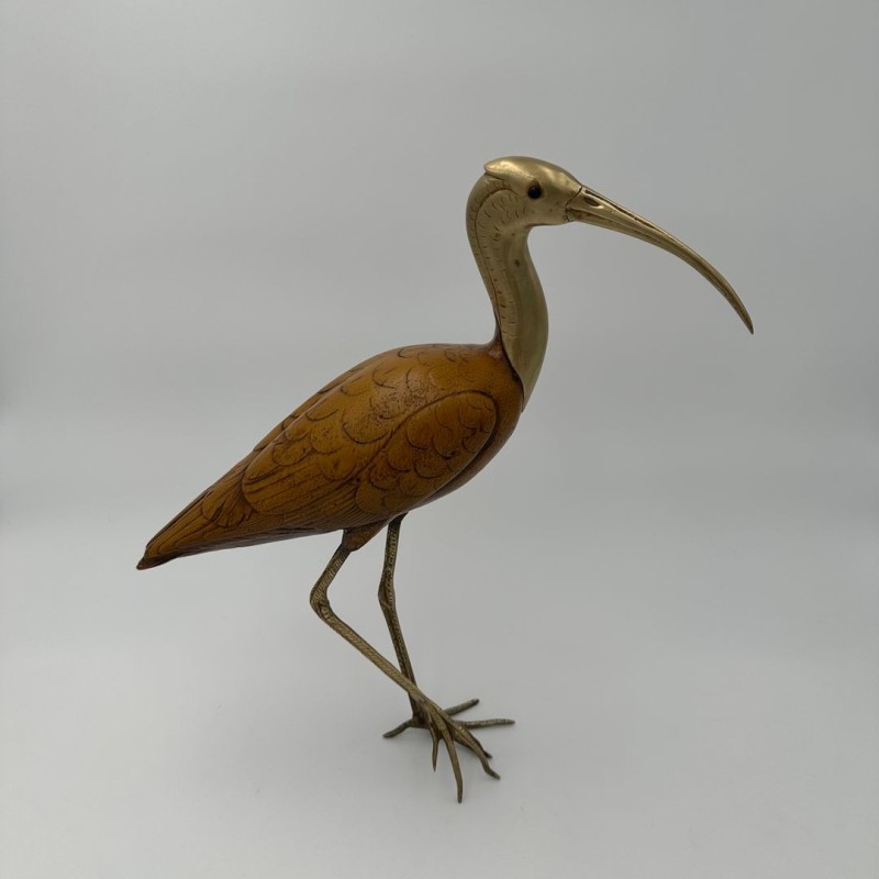 Paire d'Oiseaux en Bois et Laiton Ciselé