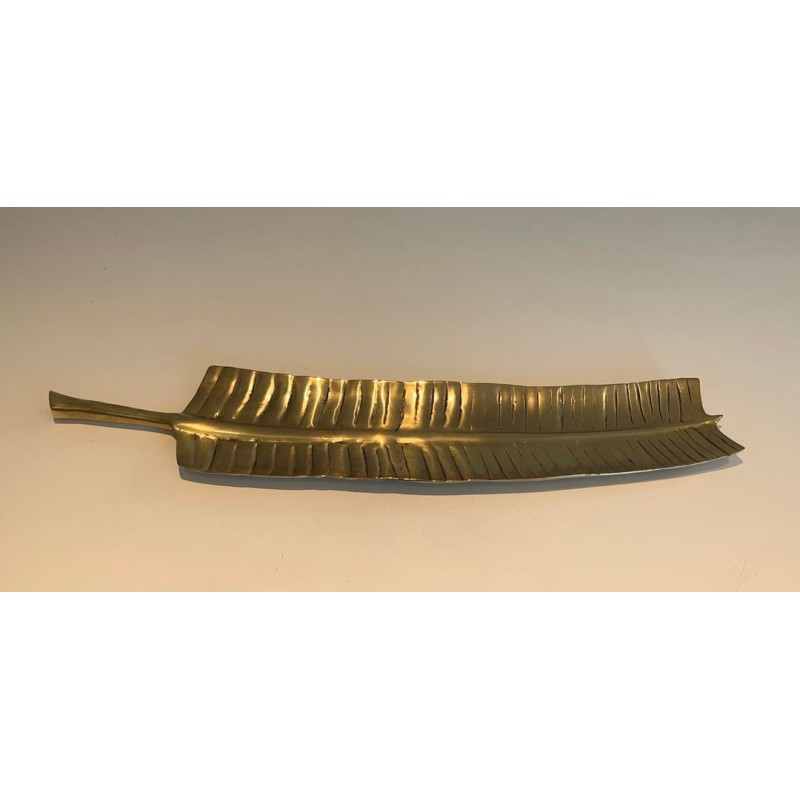 Long Brass Vide-Poche in the Shape of a Feather