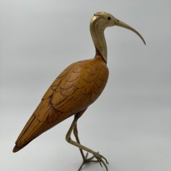 Pair of Sculpted Wood and Chiselled Brass Herons