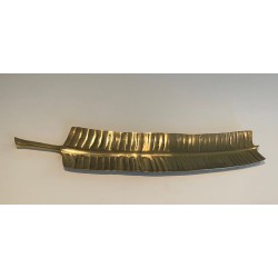 Long Brass Vide-Poche in the Shape of a Feather