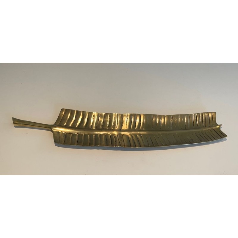 Long Brass Vide-Poche in the Shape of a Feather